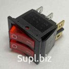 Выключатель-2 клавиши 6 контактов, красный (16А/250V)