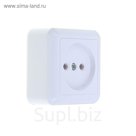 Розетка "Кунцево" Селена 8006, 10А, 250 В, одноместная, наружная, с монтаж. пластиной, белая