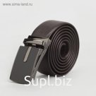 Ремень мужской, гладкий, пряжка зажим тёмный металл, ширина - 3,5 см, цвет коричневый