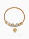 Браслет с шармами «Марджери» сердце, жемчуг, серебристо-белый в розовом золоте, d=6.5 см