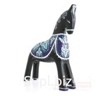 Black horse with turquoise and purple pattern