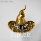 Брошь "Волшебная шляпа", цвет чёрно-белый в чернёном золоте