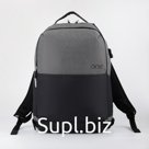 Рюкзак, 2 отдела на молниях, 2 наружных кармана, 2 боковых кармана, с USB, цвет серый/чёрный