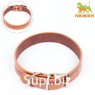Ошейник с подкладом из прессованной кожи, 59 х 3 см, ОШ 41-51 см, коричневый