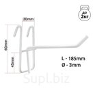 Крючок на сетку одинарный, d=3 мм, L=18,5 см, цвет белый