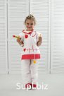 Medic set of 7 items: pants, cape, cap, stethoscope, glasses, syringe and thermometer Item: 82817
