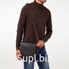 Сумка планшет мужская TEXTURA, 2 отдела на молнии, наружный карман, 23×4×26 см, коричневая