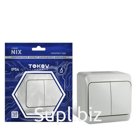 Выключатель TOKOV ELECTRIC, Nix, 2 клавиши, 10А, IP54, 250В, серая, TKE-NX-V2-C06-IP54