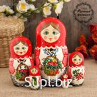 Матрёшка «Фрукты», красный платок, 5 кукольная, 17 см