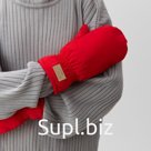 Варежки женские меховые MIST, размер 26 см, красные