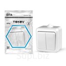Выключатель  TOKOV ELECTRIC, Dita, 2 клавиши, P54, 10А, 250В, белая, TKL-DT-V2-C01-IP54