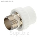 Муфта комбинированная VALFEX, полипропиленовая, 40 мм x 1 1/4", наружная резьба, под ключ