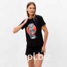 Пижама женская (футболка, шорты) Tusi, размер 44, цвет чёрный дракон