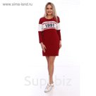 Туника (платье) женская, цвет бордовый/принт, размер 46
