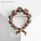 Брошь "Петелька", цветная в золоте