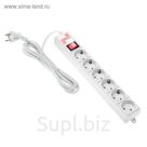 Сетевой фильтр Power Cube, 6 розеток, 3 м, 10 А, 2200 Вт, серый
