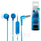 Наушники с микрофоном (гарнитура) SONY MDR-EX15AP, проводные, 1,2 м, вкладыши, стерео, голубые