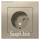 Розетка SE ATLASDESIGN, 16 А, со шторками, в сборе,с з/к, цвет шампань