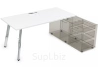 Стол на опорной тумбе, цвет белый премиум