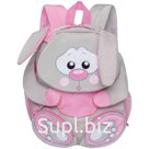 Рюкзак детский Grizzly "Заяц", 24*29*14см, 1 отделение, 5 карманов, уплотненная спинка,серый/розовый