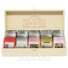 Подарочный набор чая Ahmad Tea "Коллекция", 10 видов, 100 фольг. пакетиков, деревянная шкатулка