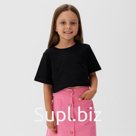 Футболка детская укороченная KAFTAN Basic line, размер 28 (86-92 см), чёрная