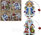 Christmas tree decorations featuring Santa Claus and Snow Maiden, 12 pieces, wooden. Size: 6 cm.