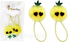 Pineapple hair elastics, 2 pcs, 4 cm diameter, color: yellow