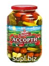 Ассорти маринованное огурцы + томаты 680 гр.