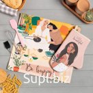 Набор подарочный Life is beautiful: полотенце, варежка-прихватка, кисть, лопатка, венчик