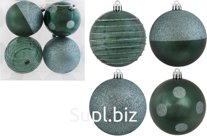 4 Christmas tree balls, 8cm in diameter, Sapphire, Emerald color