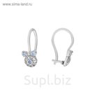 Серьги "Детские" круг с бантиком, посеребрение