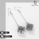 Серьги "Квадрат" объёмный, цвет серебро, 7,5см