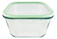 Контейнер стеклянный 1100мл 15,5х15,5х9,1см с пластмассовой крышкой