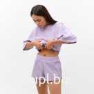 Пижама женская (футболка, шорты) KAFTAN Basic line, размер 42, сиреневая