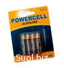 Элемент питания щелочной (батарейка) Powercell 1.5 V, тип АAА, 4 шт в упаковке