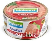 Тунец в растительном масле с перцем Чили, ж/б с ключом. ТМ Makenzi. Масса нетто 1шт.: 180 г ± 7 г