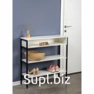 Обувница Frame, 900×280×900 мм, ЛДСП, цвет белое тиснение / чёрный металл