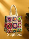 Сумка плетёная из пандана, 30×10×50 см, разноцветная