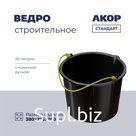 Ведро строительное, 20 л, с канатной ручкой, черное, АКОР Стандарт