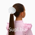 Бант для волос на резинке «Школьница», воздушная волна, 7 см, белый