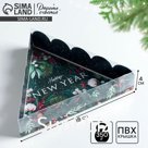 Коробка для кондитерских изделий новогодняя с пластиковой крышкой Happy New Year, 18 х 4 см