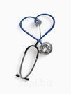 Брошь «Стетоскоп» сердце, синяя в серебре