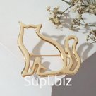 Брошь «Кошка» контур, цвет золото