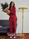 Пижама новогодняя женская (рубашка, брюки) KAFTAN «Клетка», размер 48-50