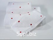 Soft cotton LOVE банное полотенце белый-красный Турция 75х150см, оптом