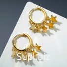 Серьги-кольца "Звёзды" висячие, d=1,3, цвет золото