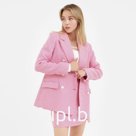 Пиджак женский двубортный MIST, размер 46, розовый, белый