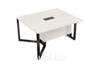 Стол-квадрат бенч начальный модуль, цвет слоновая кость + черный-глянец