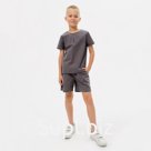 Комплект для мальчика (рубашка, шорты) MINAKU: Cotton Collection серый, рост 158 см